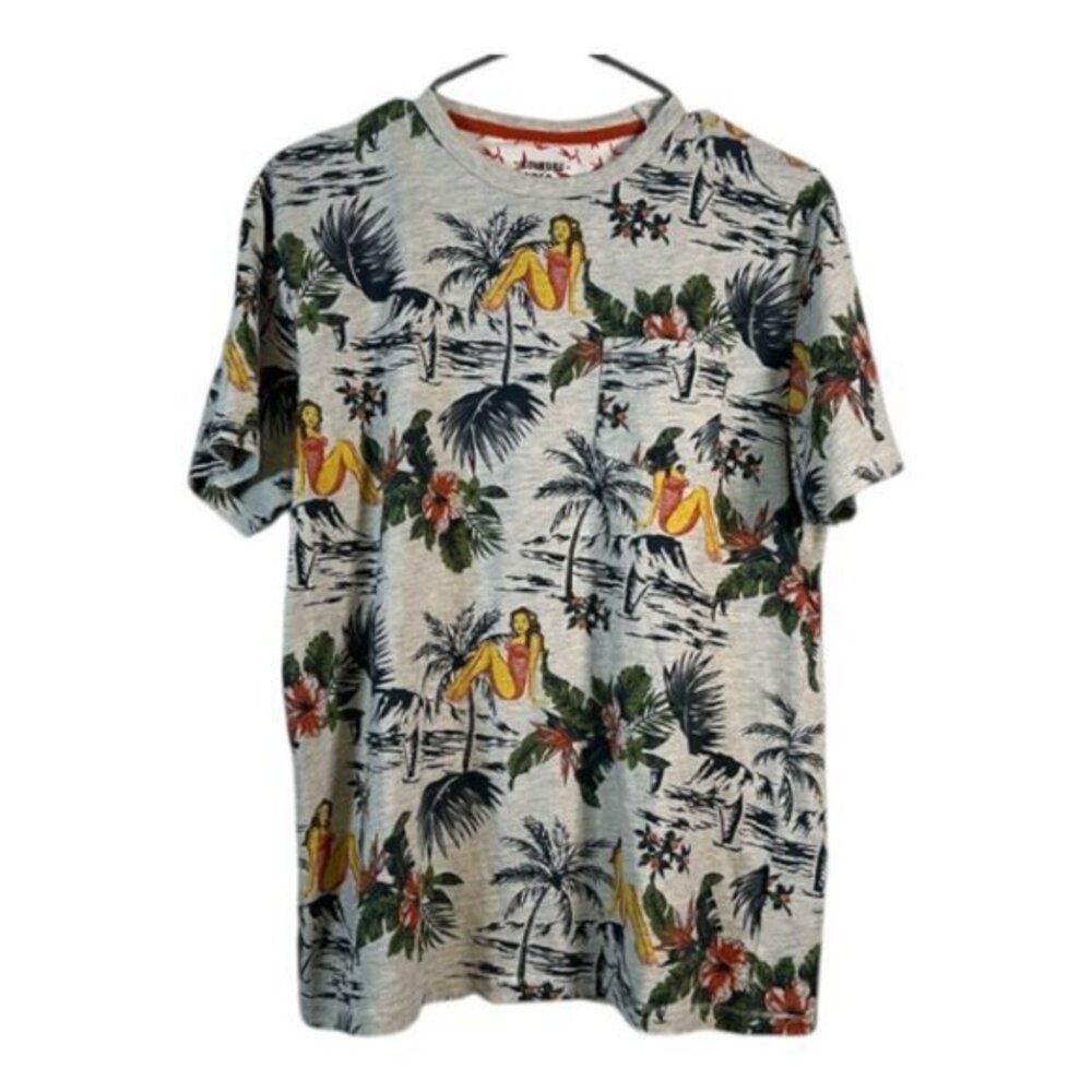 Alexander Julian Colours Hawaiian All-Over Print Pocket Shirt Size Med EUC #0739